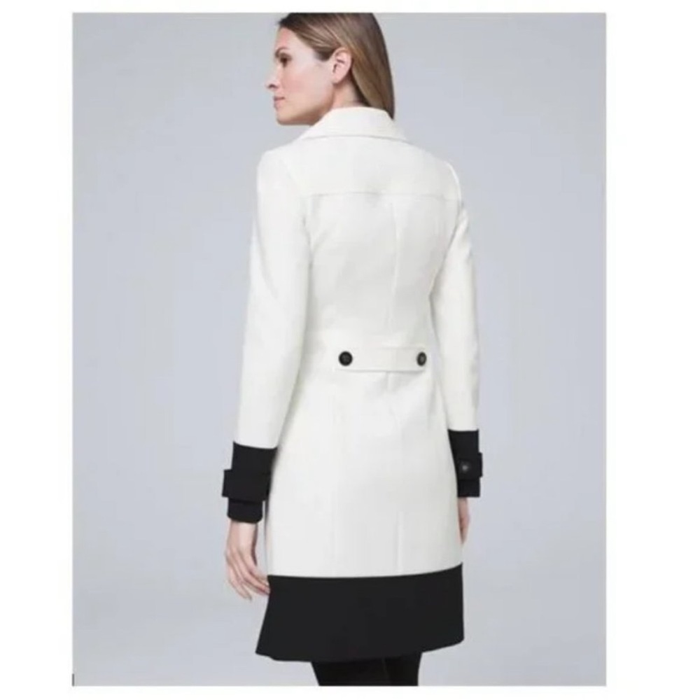 WHBM Black and White Double-Breasted Coat - Picture 2 of 5